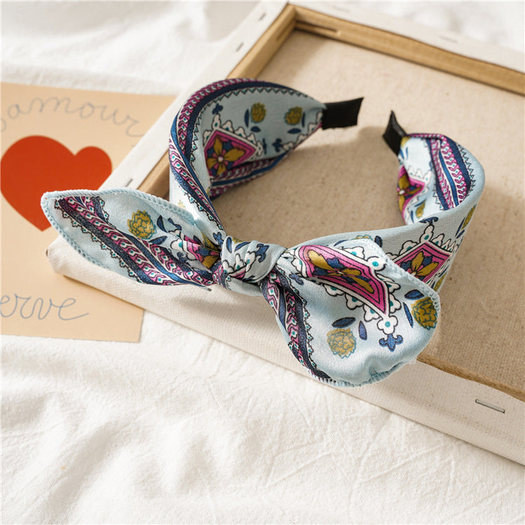 Wholesale Leopard Rabbit Ears Knotted Wide Version of Hairband Hair Headband